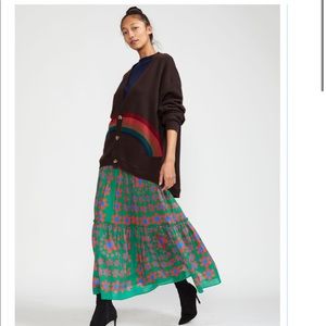 Cynthia Rowley Cameron Long Tiered Pattern Skirt